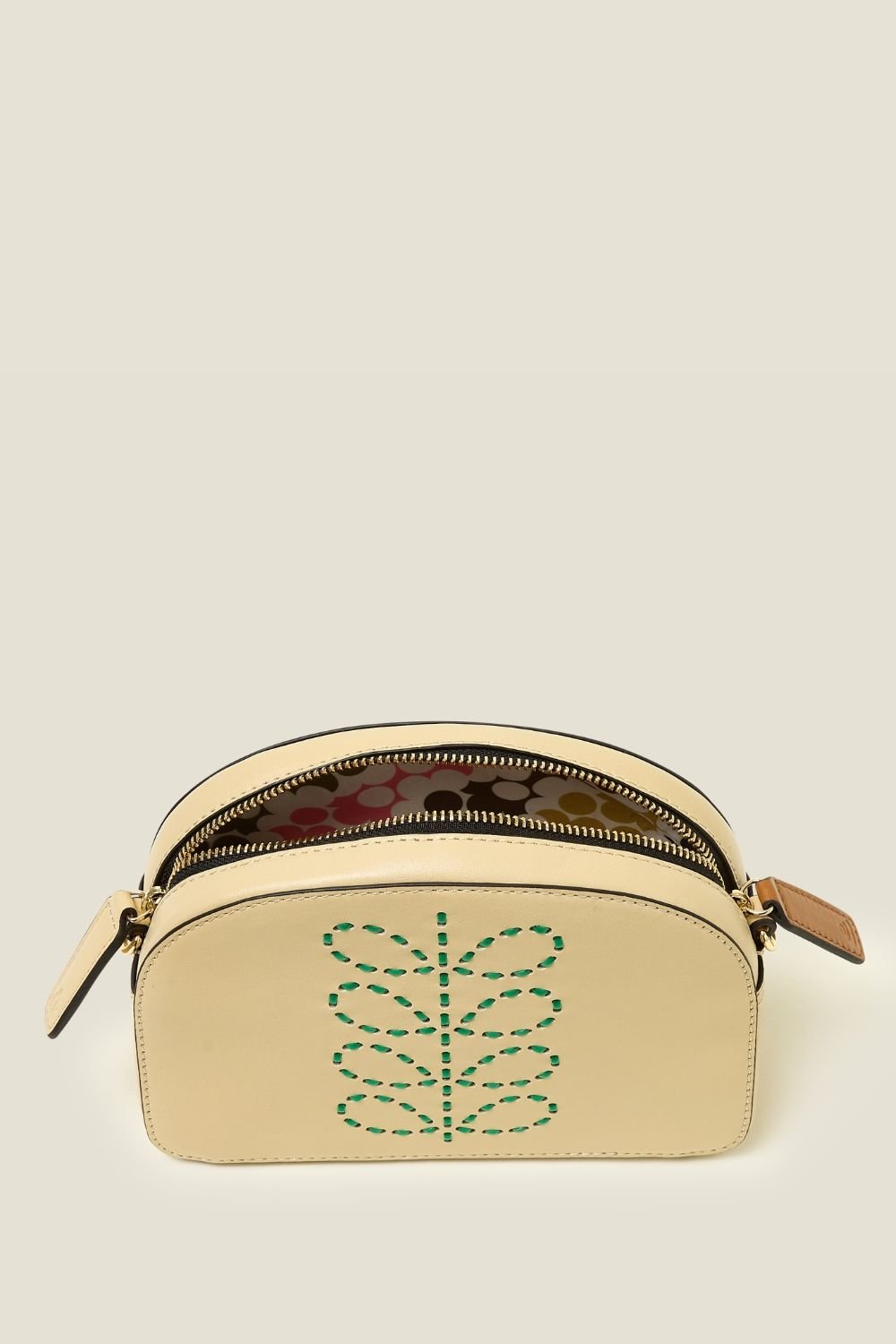 Orla Kiely Orla Kiely Women's Babaluna Leather Crossbody - Whipstitch Stem Cream in Beige - 3