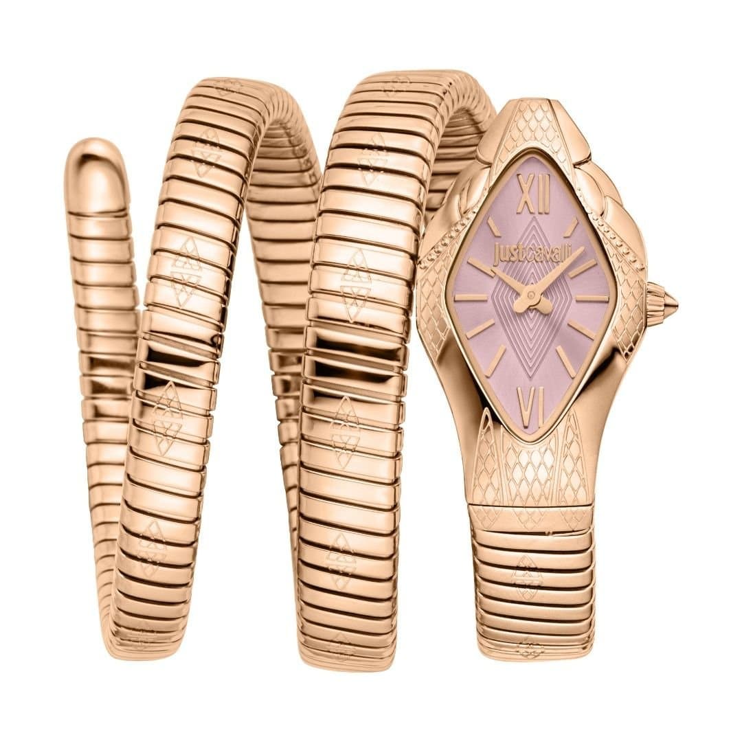 Just Cavalli Just Cavalli Women's Snake Watch Rose Gold Case Light Pink Dial RG SS Bracelet