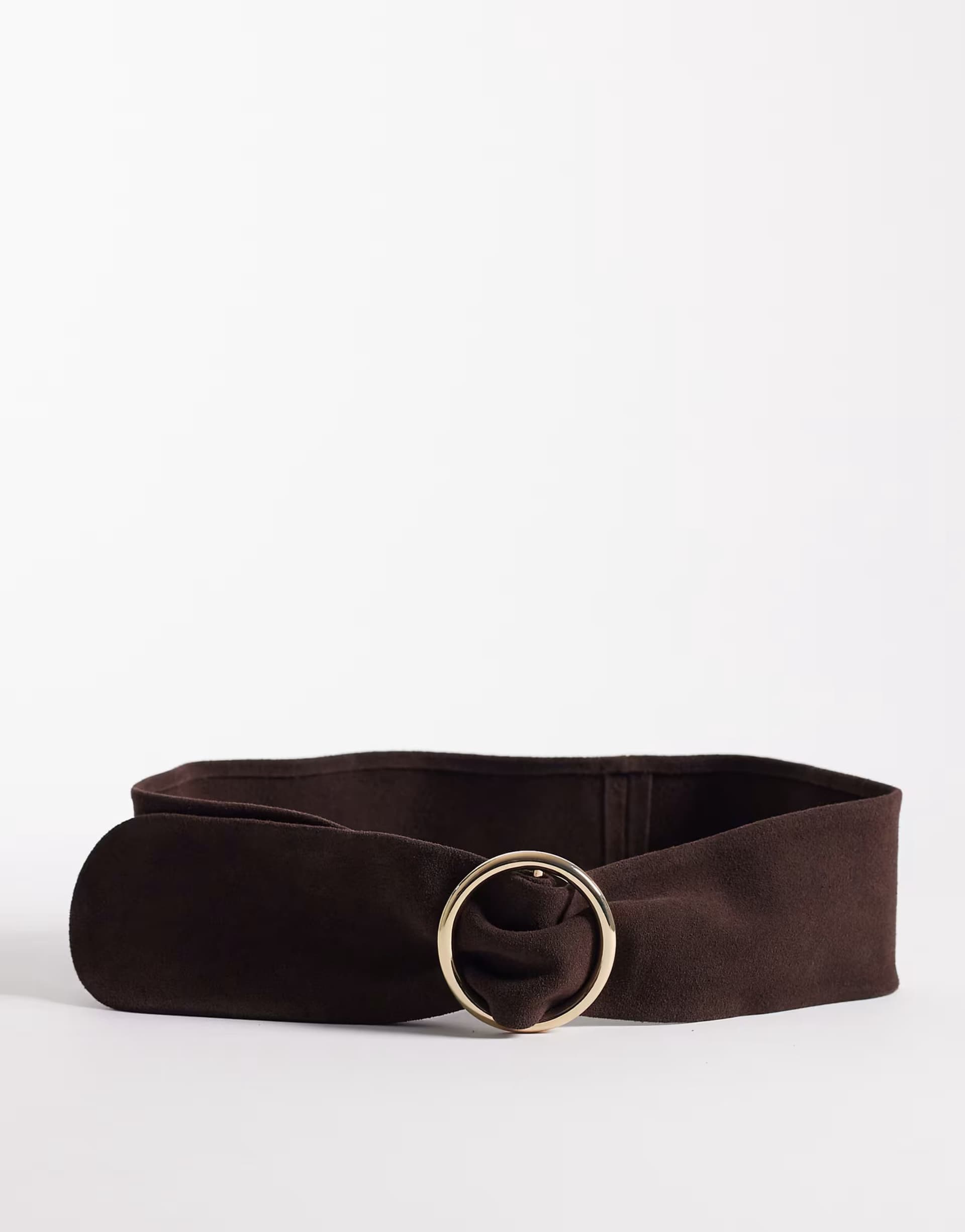 ASOS ASOS Brown Suede Belt with Gold Hoop Detail