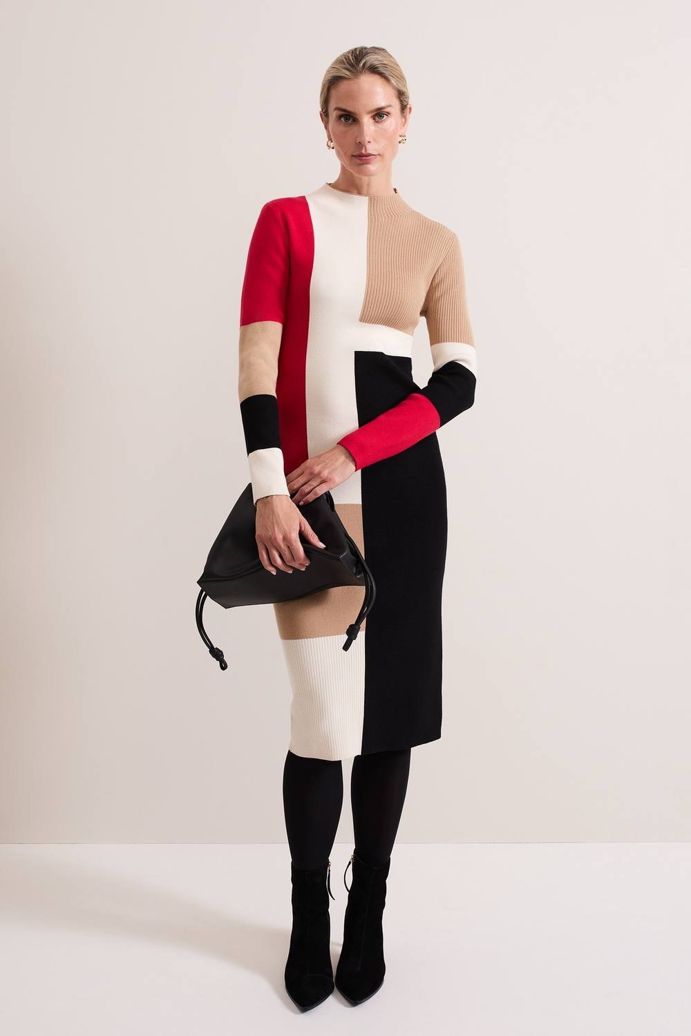 Phase Eight Phase Eight Women's Nancy Colourblock Column Midi Dress in Pale Pink - 3