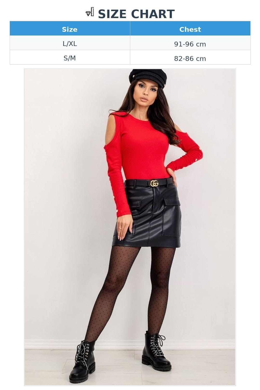 Love Lace Love Lace Women's Fitted Ribbed Long Sleeve Blouse Style 168734 in Red - 4