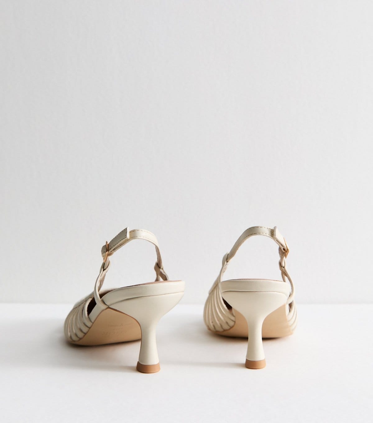 New Look Women's Wide Fit Off White Strap Detail Slingback Court Shoes Vegan New Look - 4