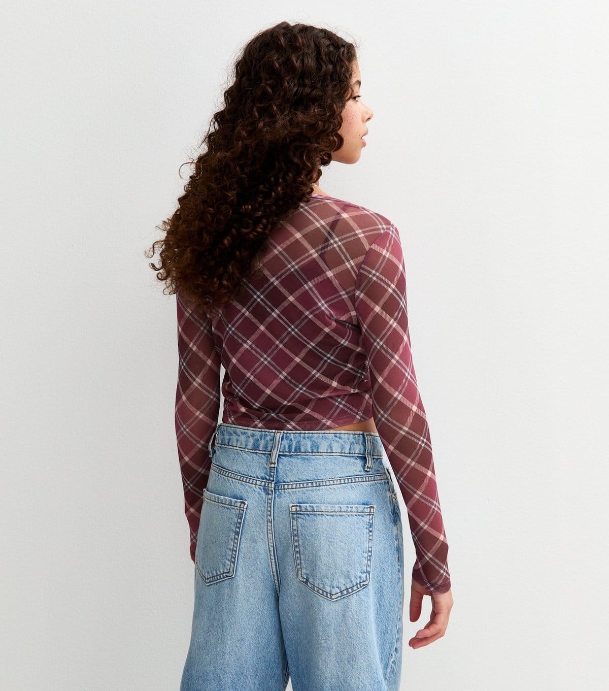 New Look Girls' Pink Mesh Jersey Check Cardigan New Look - 4