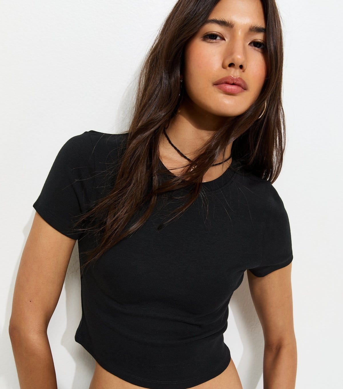 New Look Black Modal Baby Tee Cropped T-Shirt