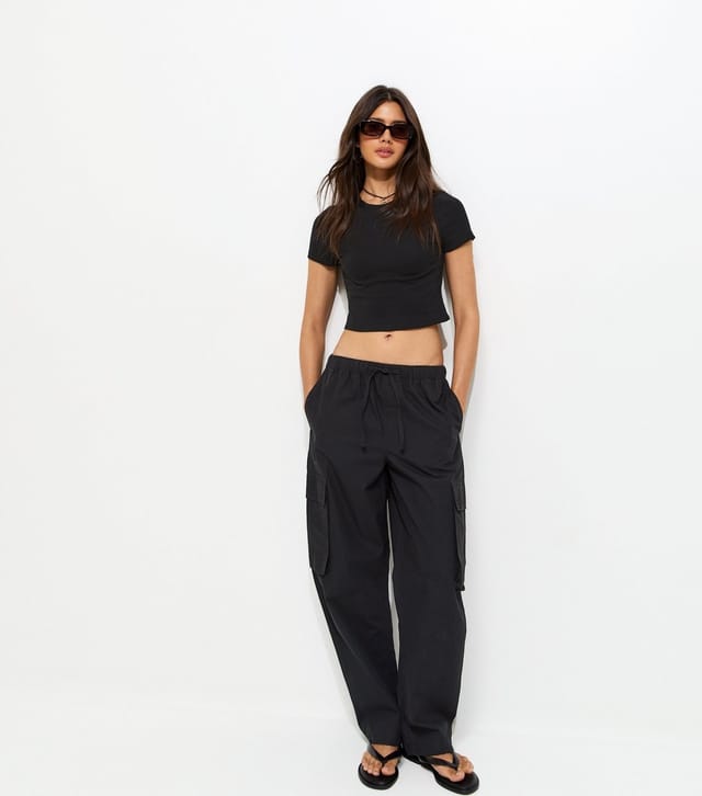 New Look Women's Black Modal Baby Tee Cropped T-Shirt New Look - 3