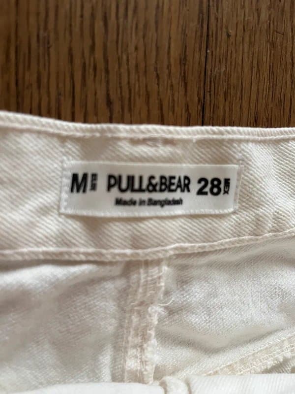Pull & Bear Off White Denim Mini Skirt
