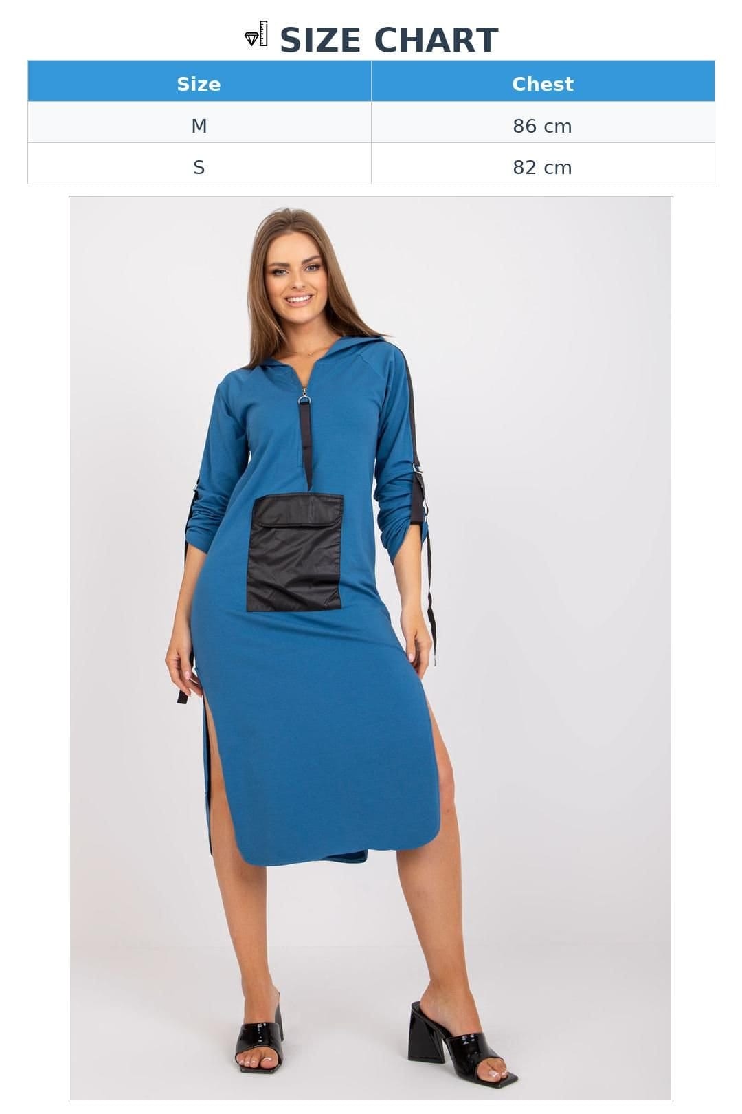 Love Lace Love Lace Women's Hooded Sweatshirt Dress with Adjustable Cuffs in Blue - 4