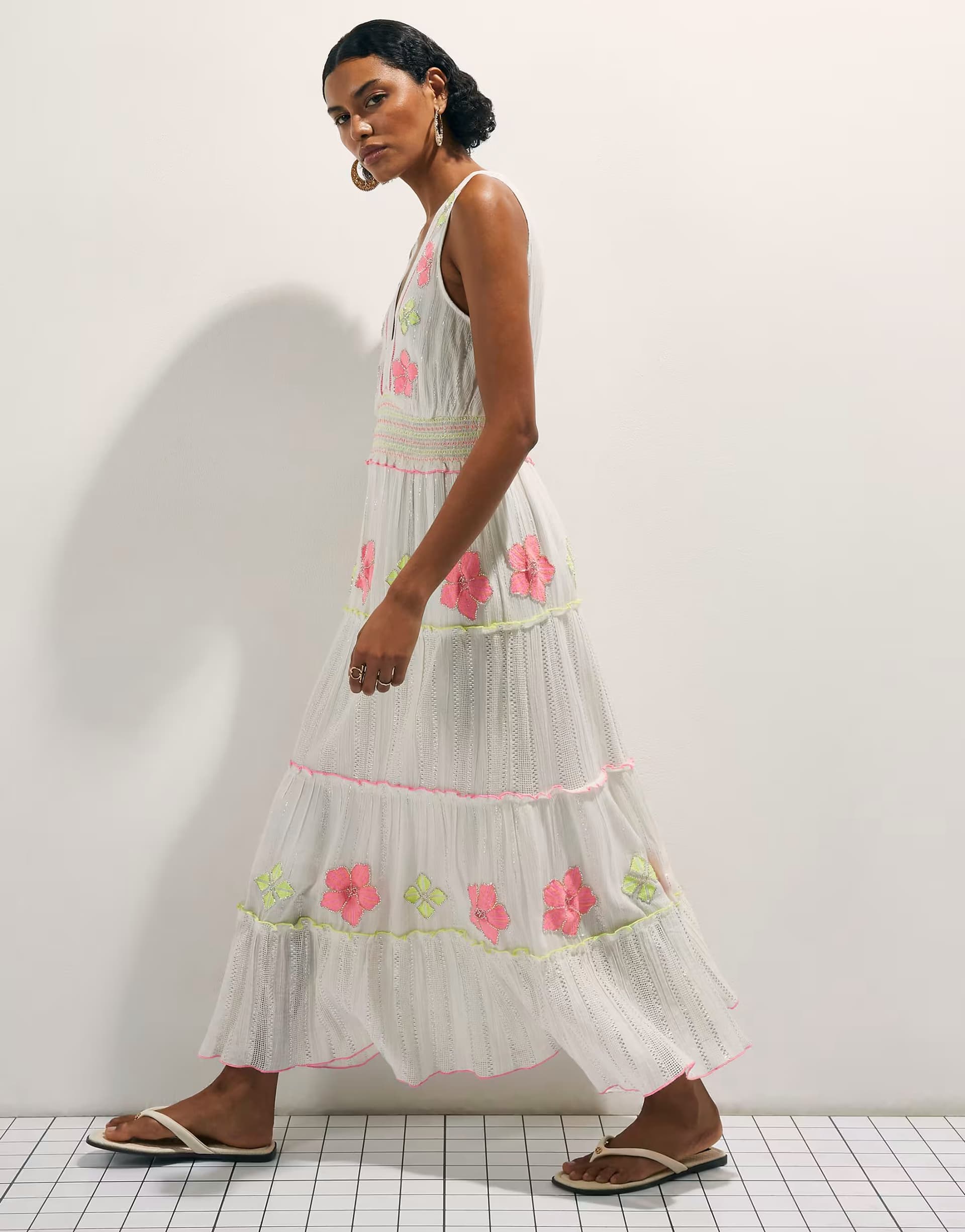 ASOS River Island Floral embellished maxi dress in cream