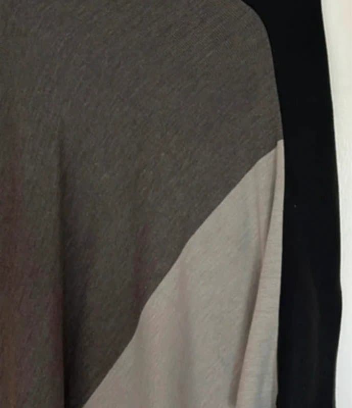 Next 🖤Next S-M Colour Block Black/Grey Asymmetric Knit Poncho – Chic Layering Cape Wrap🖤