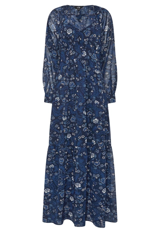 Long Tall Sally Long Tall Sally Women's Tall Floral Sheer Maxi Dress in Mid Navy - 2