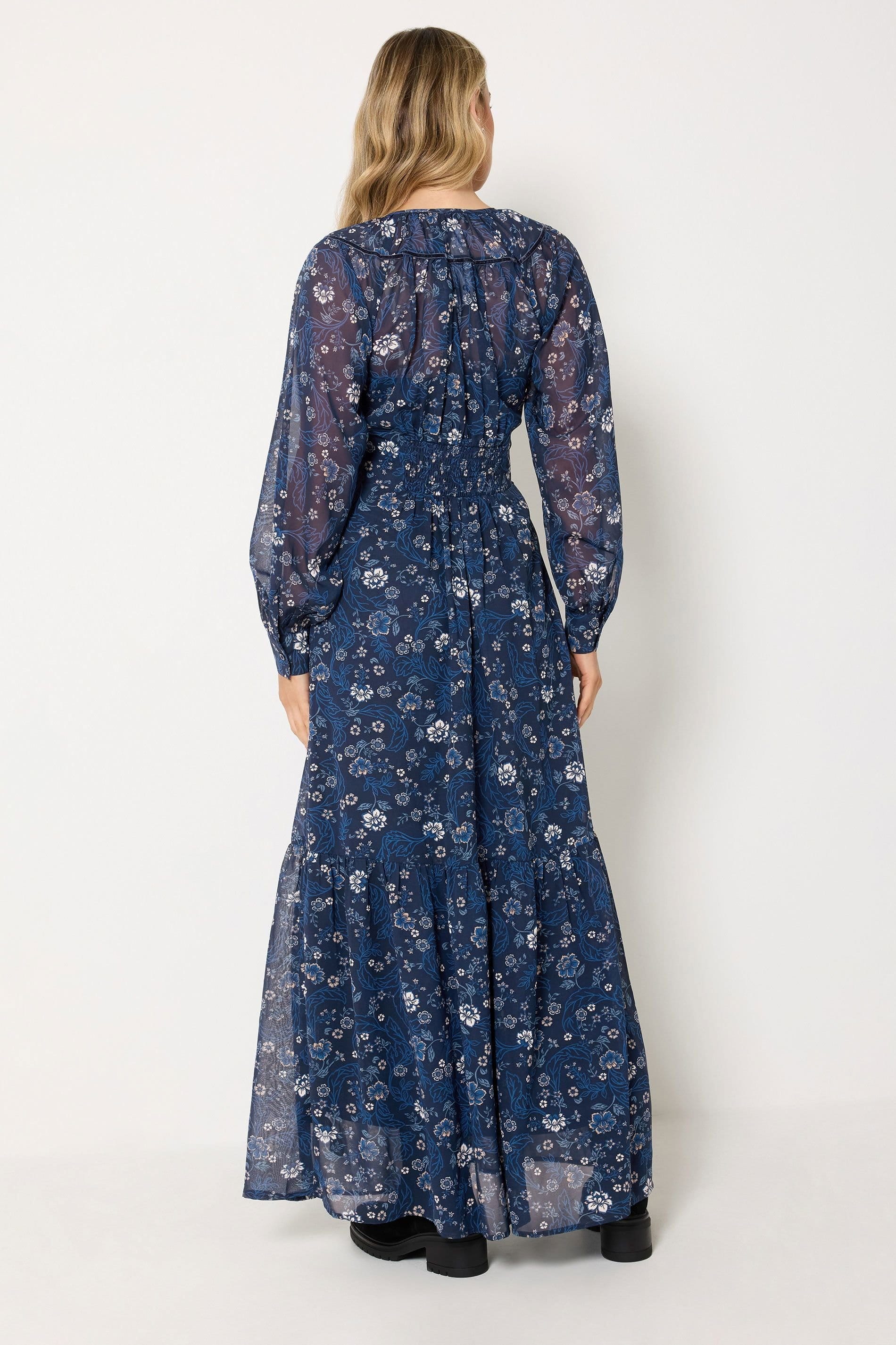 Long Tall Sally Long Tall Sally Women's Tall Floral Sheer Maxi Dress in Mid Navy - 4