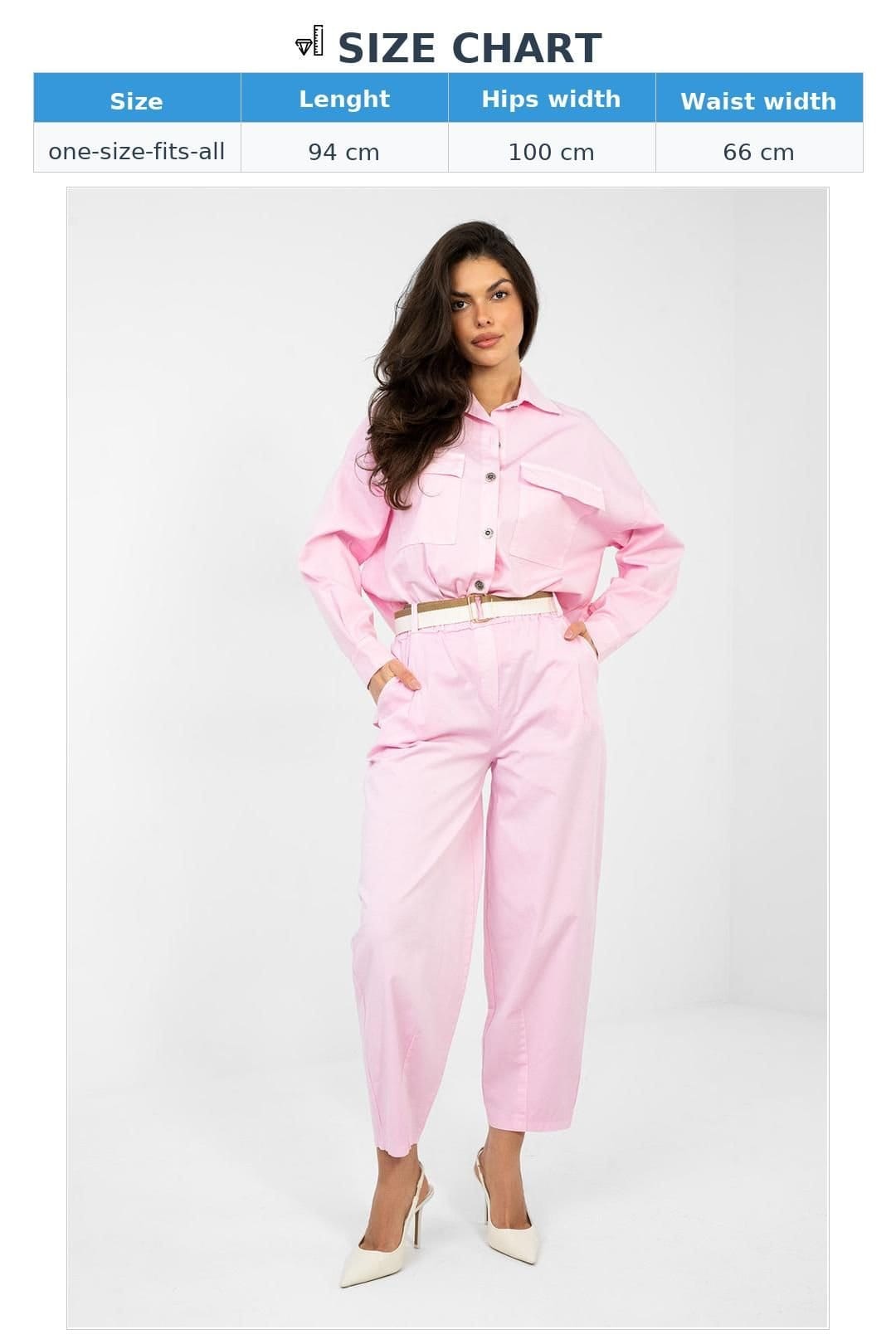 Love Lace Love Lace Women's High Waist Carrot Cut Cotton Trousers in Pink - 4