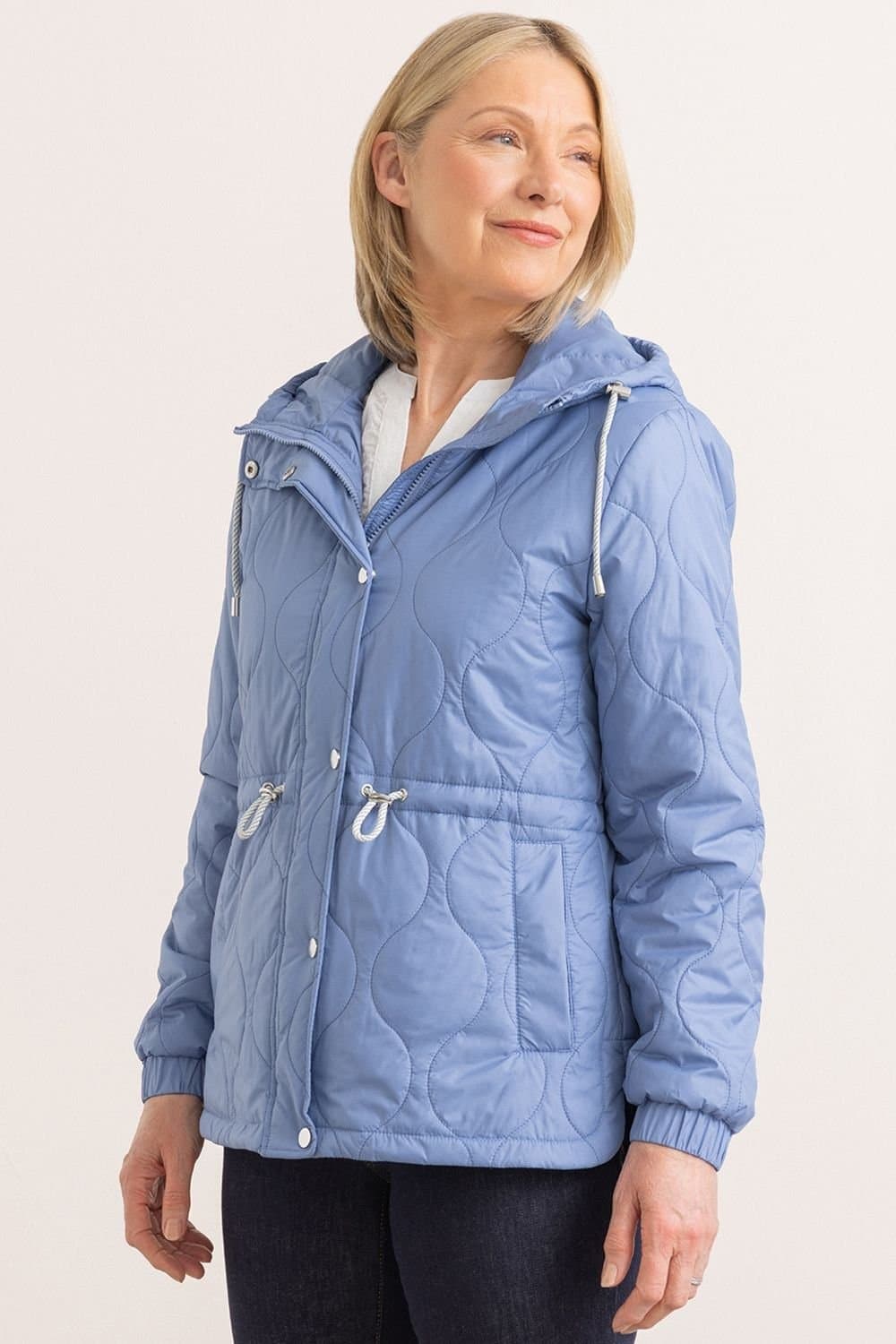 Anna Rose Anna Rose Women's Quilted Hooded Jacket in Light Blue