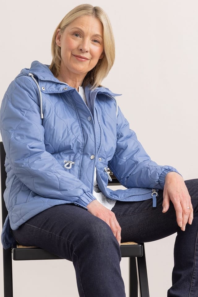 Anna Rose Anna Rose Women's Quilted Hooded Jacket in Light Blue - 2