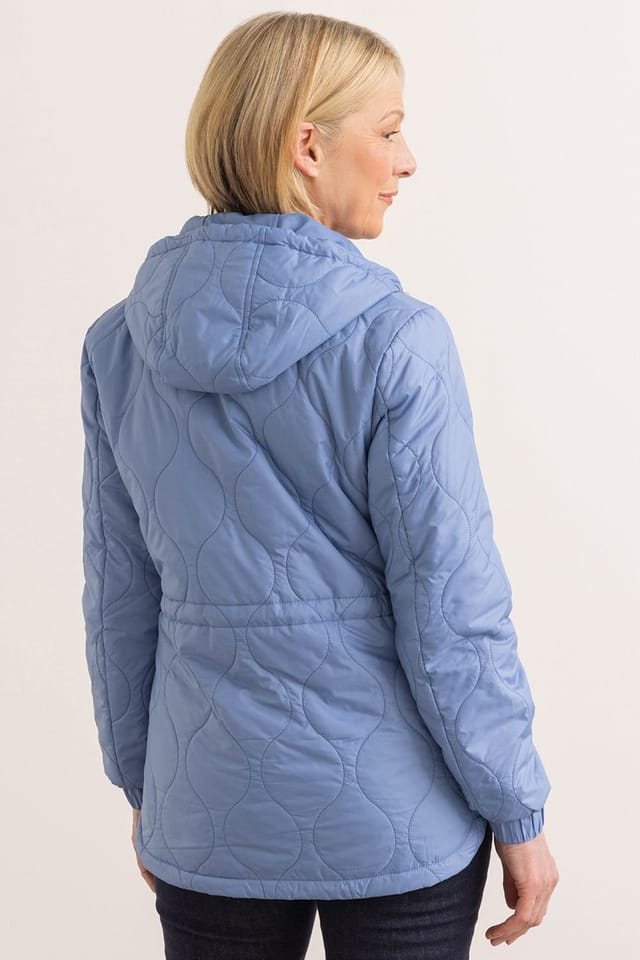 Anna Rose Anna Rose Women's Quilted Hooded Jacket in Light Blue - 3