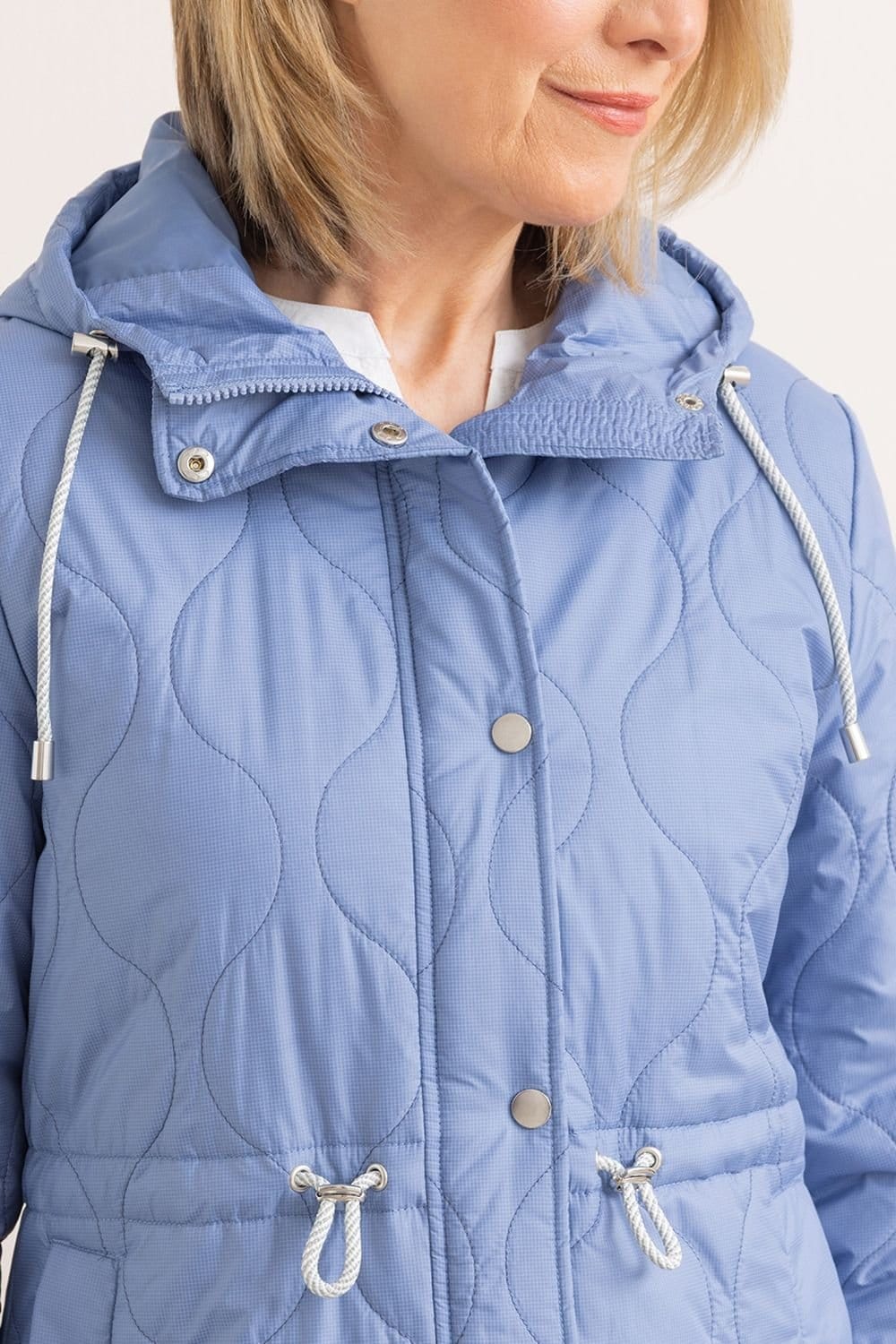 Anna Rose Anna Rose Women's Quilted Hooded Jacket in Light Blue - 4