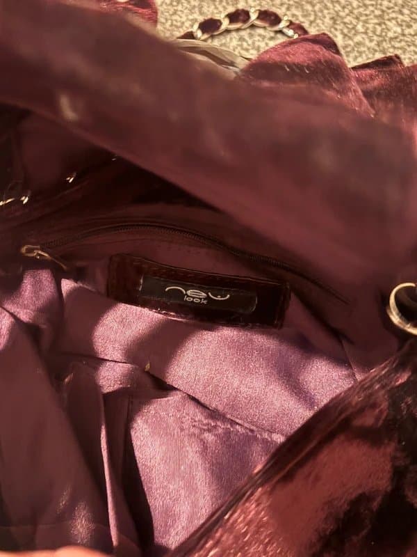 New Look Purple velvet new look bag, adjustable straps