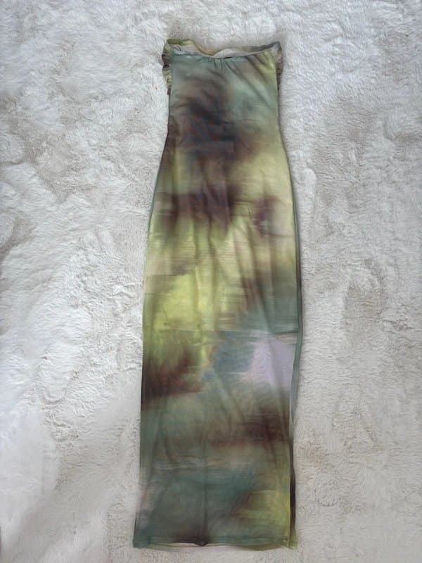 Bershka Bershka watercolour style bandeau mesh midi dress
