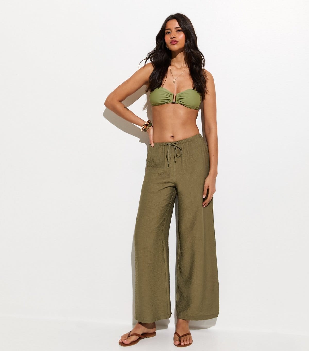 New Look Women's Khaki Wide Leg Trousers New Look - 4