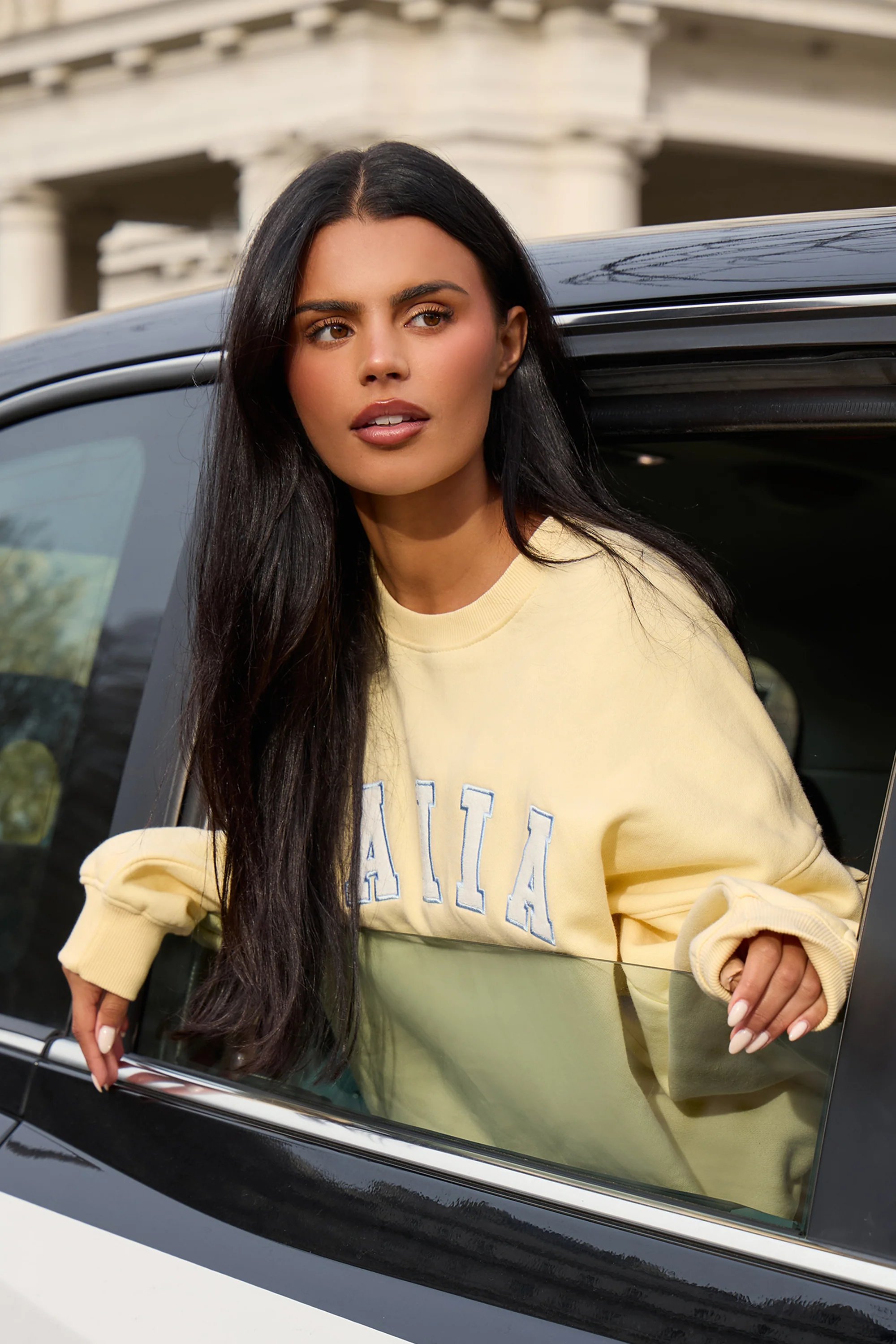 Kaiia Kaiia Slogan Oversized Sweatshirt Lemon Frosting & Baby Blue - 2