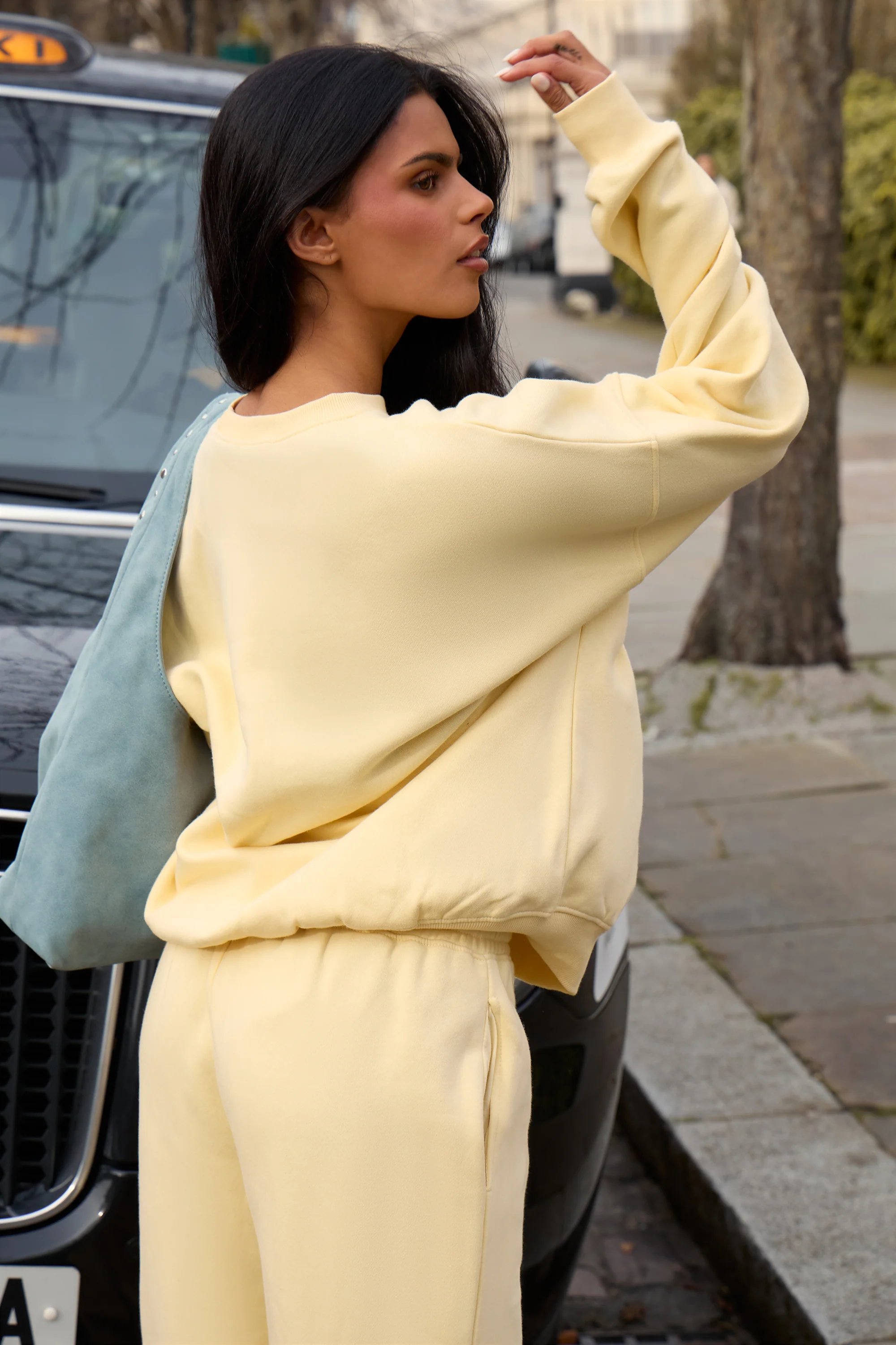 Kaiia Kaiia Slogan Oversized Sweatshirt Lemon Frosting & Baby Blue - 4