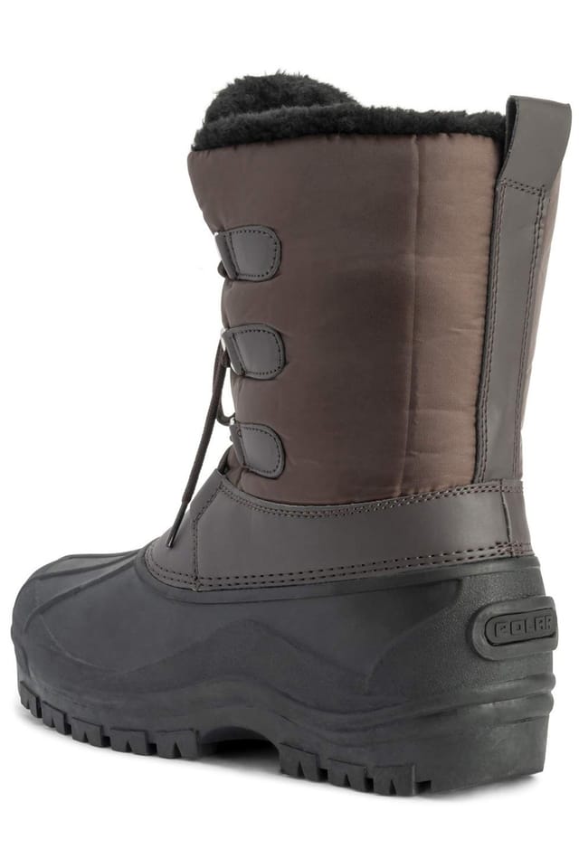 Viva VIVA Men's Polar Muck Lace Up Short Nylon Winter Snow Rain Duck Boots in Brown - 3