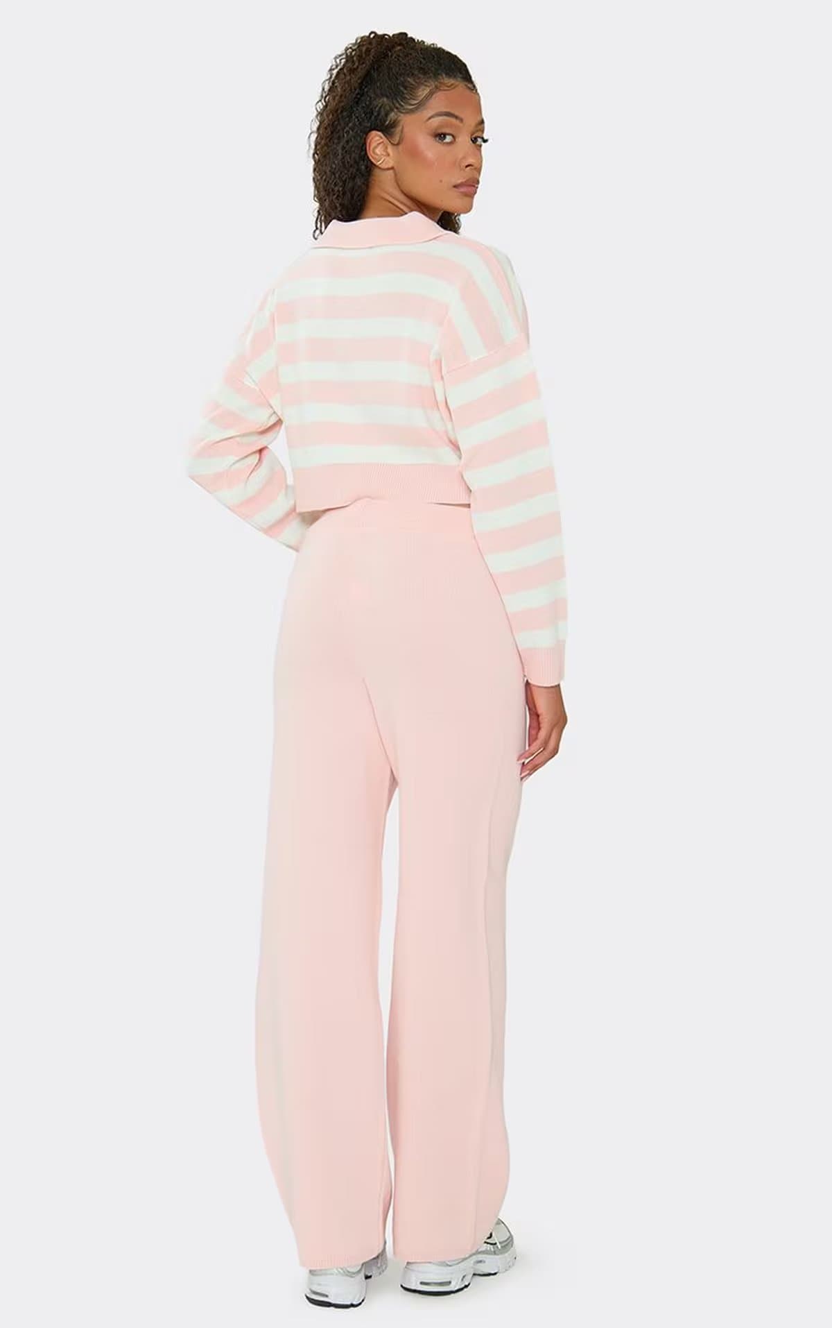 EGO EGO Pink Knit Low Rise Wide Leg Trousers