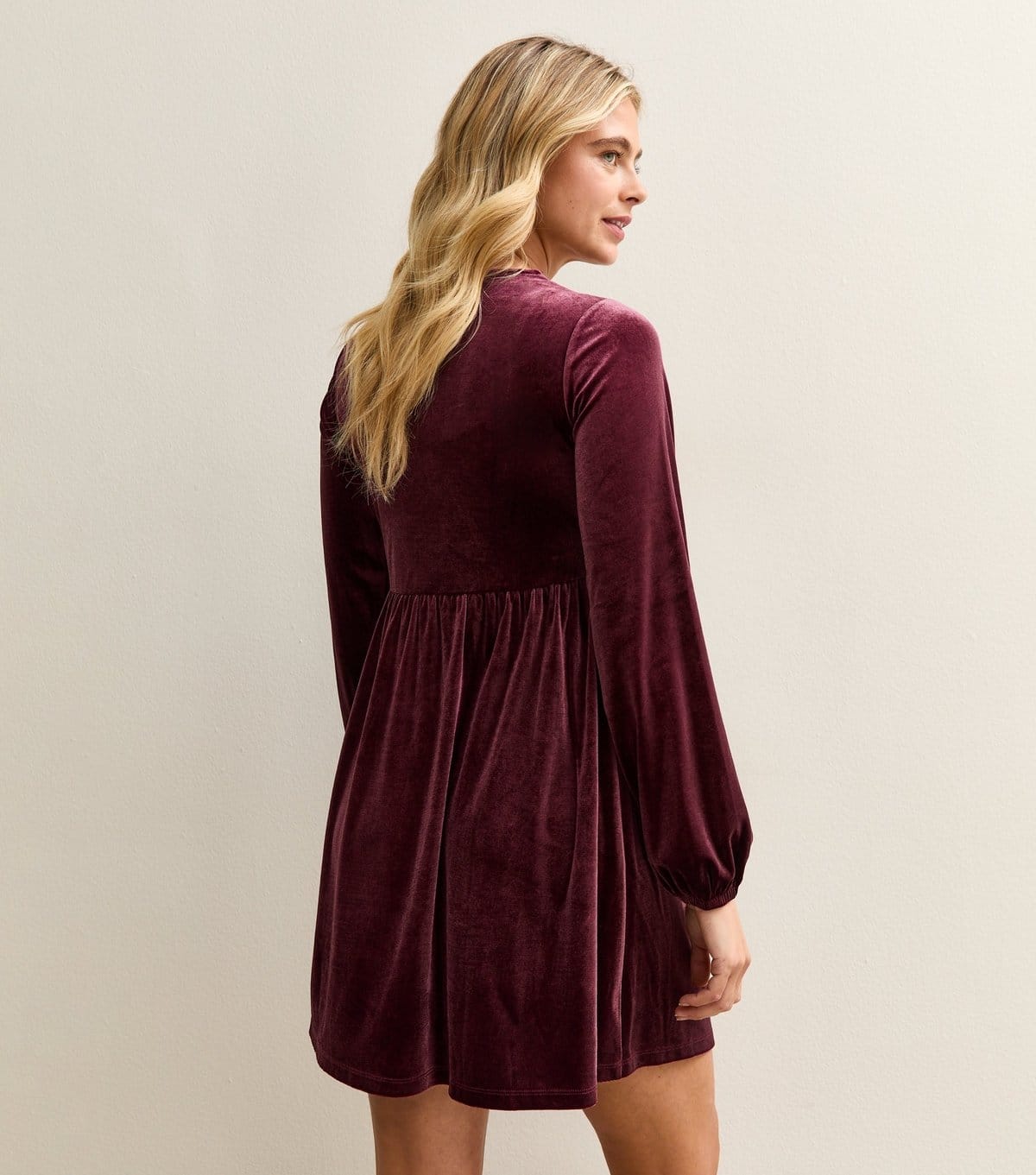 New Look Women's Maternity Burgundy Velvet Long Sleeve Mini Dress New Look - 4