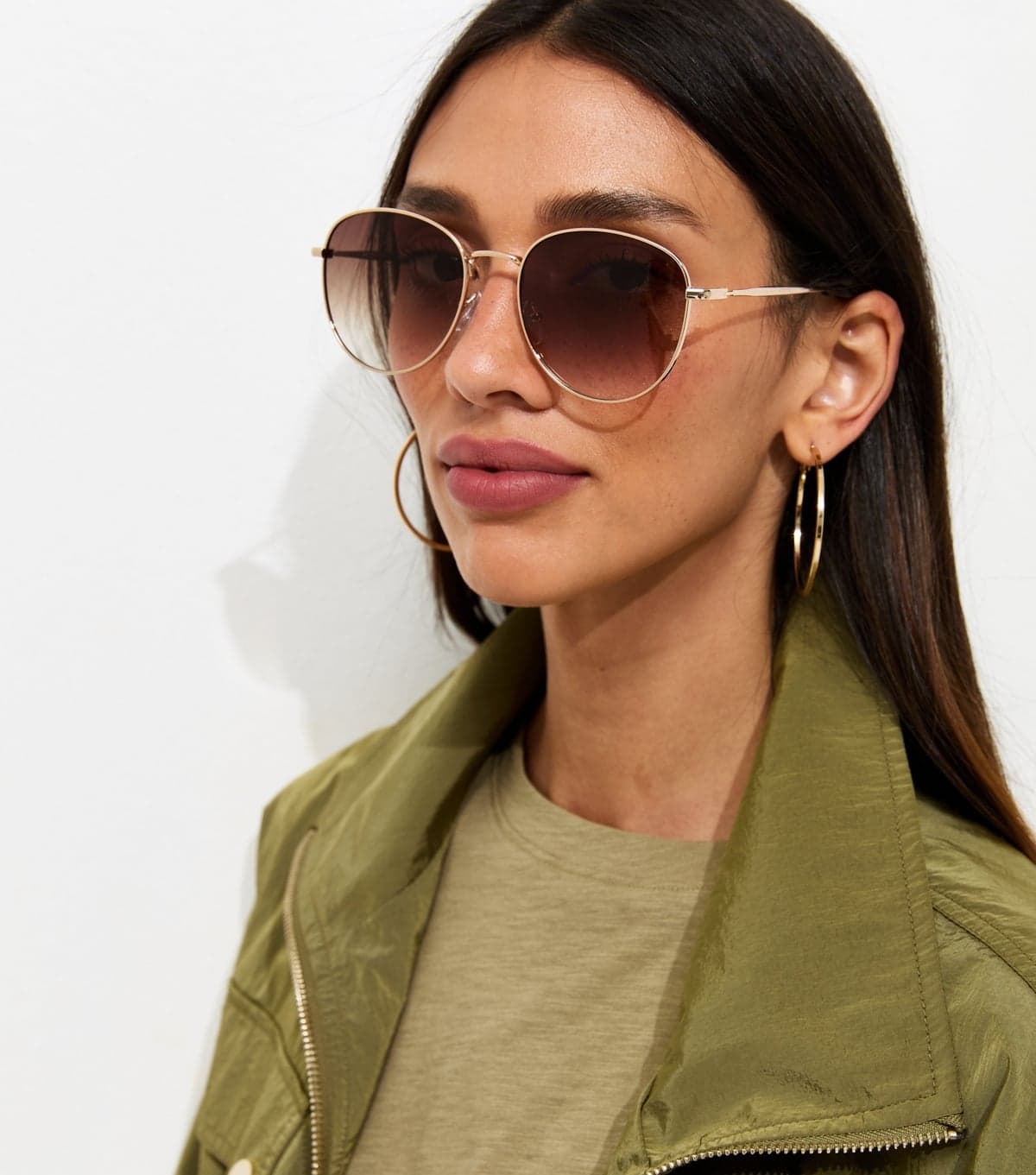 New Look Gold Tone Round Frame Sunglasses New Look