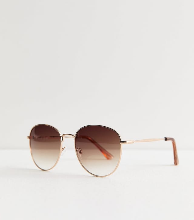 New Look Gold Tone Round Frame Sunglasses New Look - 2