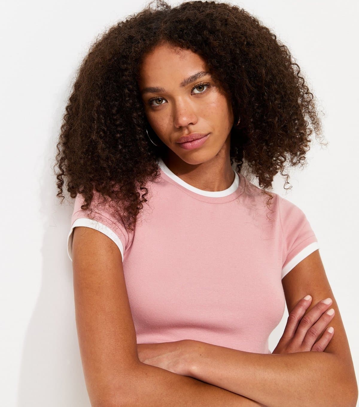 New Look Women's Light Pink Layered Baby Tee T-Shirt New Look