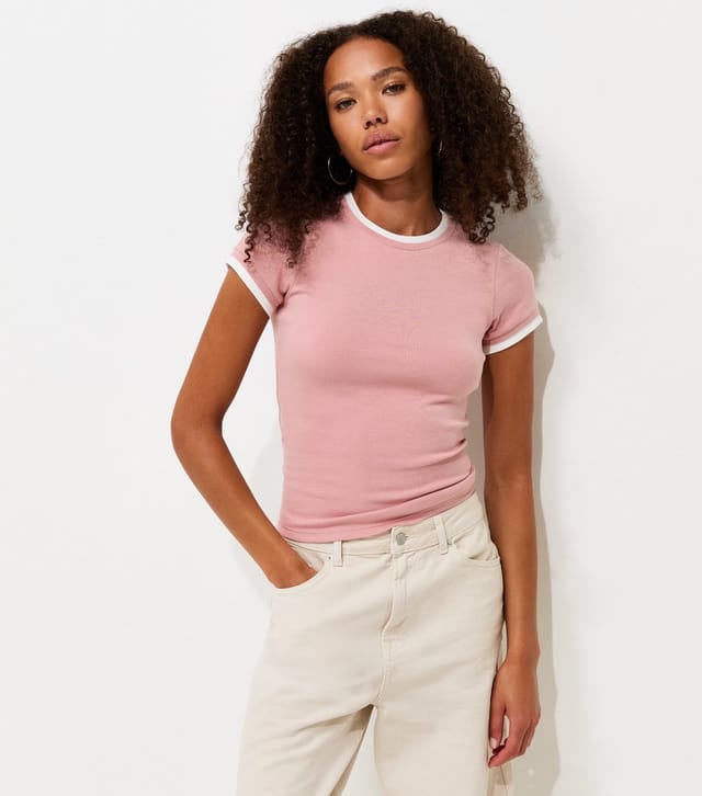 New Look Women's Light Pink Layered Baby Tee T-Shirt New Look - 2
