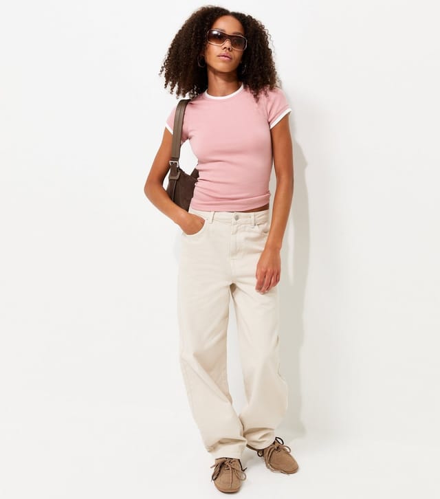New Look Women's Light Pink Layered Baby Tee T-Shirt New Look - 3
