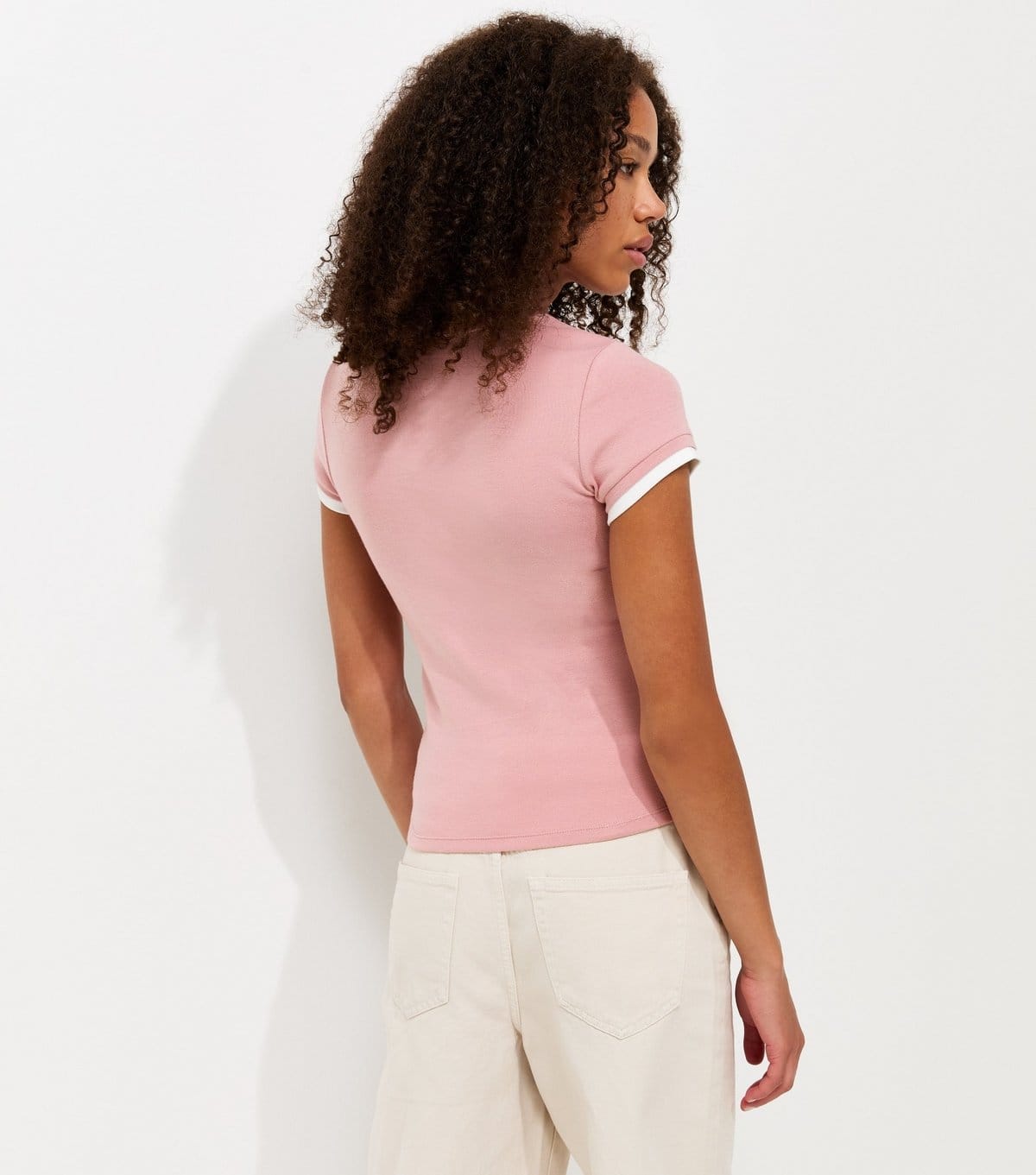 New Look Women's Light Pink Layered Baby Tee T-Shirt New Look - 4