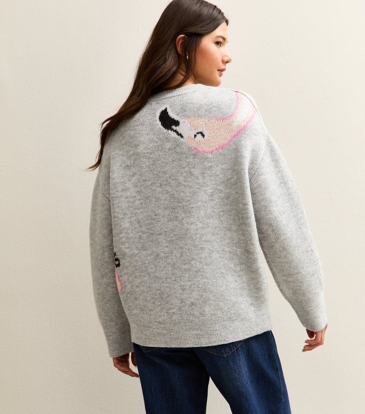 New Look Women's Light Grey Flamingo Slogan Midweight Knit Jumper New Look - 4