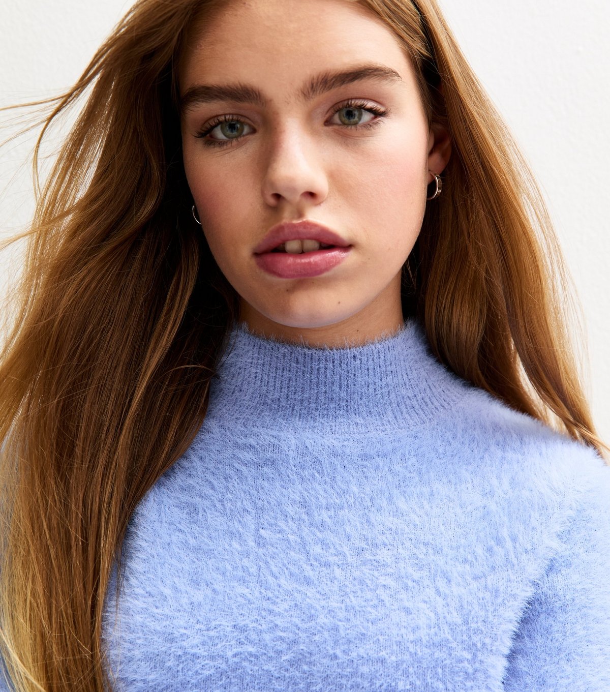 New Look Girls' Light Blue Textured Knit High Neck Jumper New Look - 2