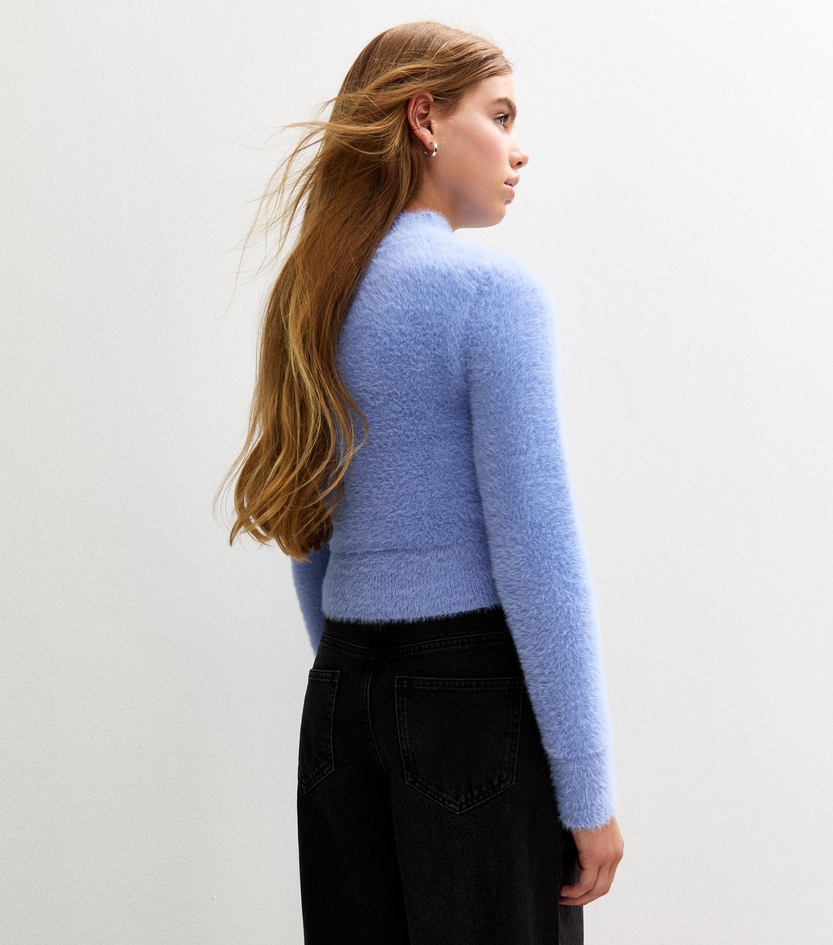 New Look Girls' Light Blue Textured Knit High Neck Jumper New Look - 4