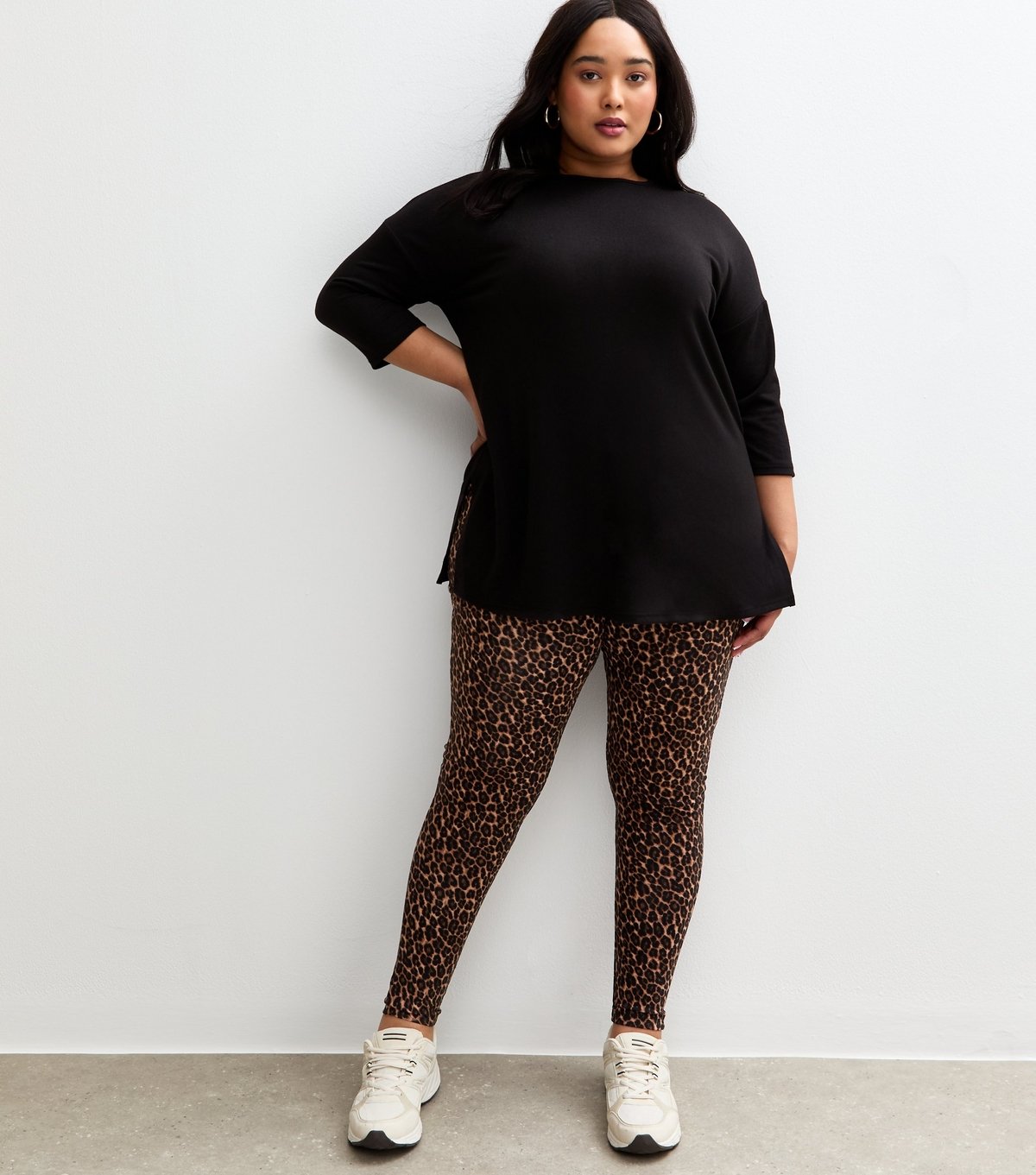 New Look Women's Plus Size Brown Leopard Print Leggings Curves New Look - 3