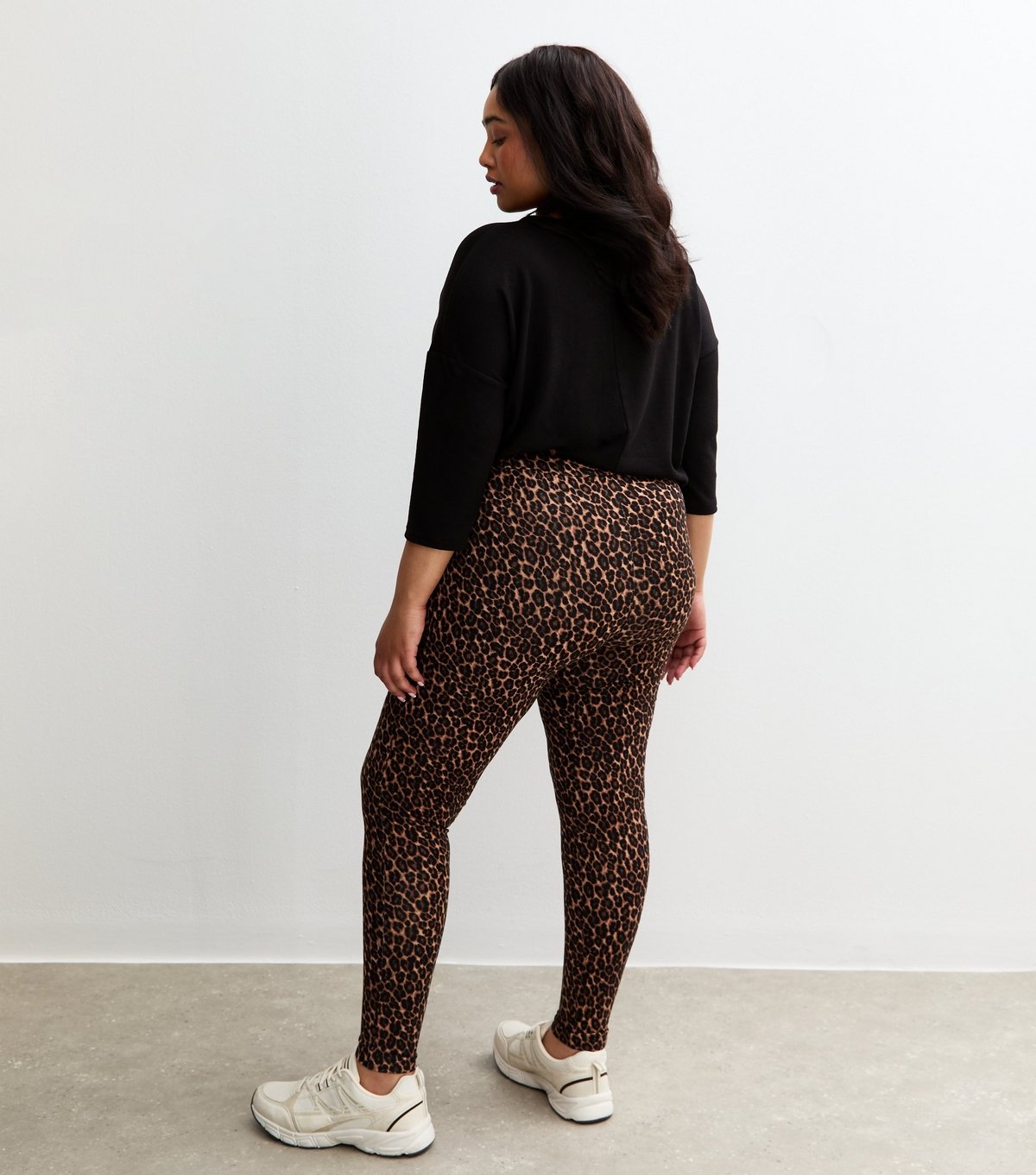 New Look Women's Plus Size Brown Leopard Print Leggings Curves New Look - 4