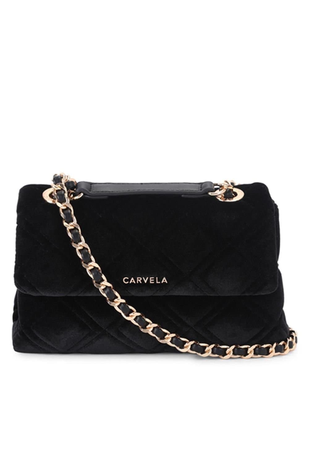 Carvela Carvela Women's 'Rosa Chain Shoulder' Velvet Bag in Black