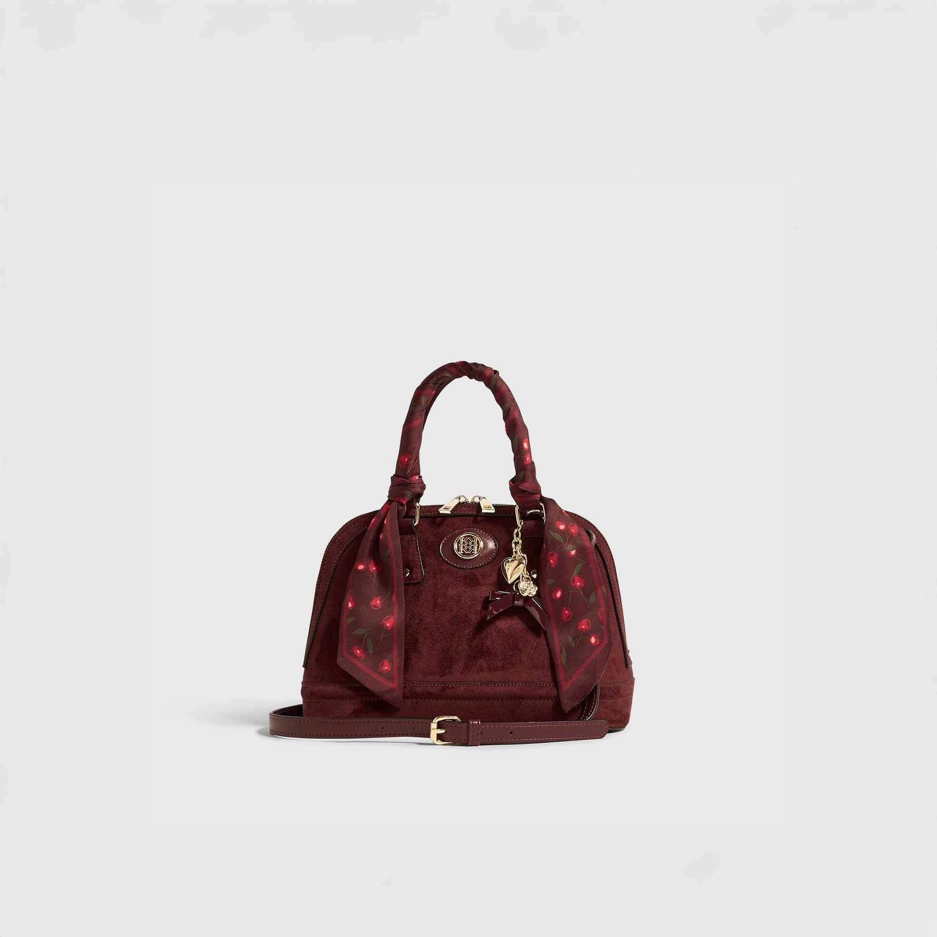 River Island River Island Womens Burgundy Faux Suede Cherry Scarf Tote Bag