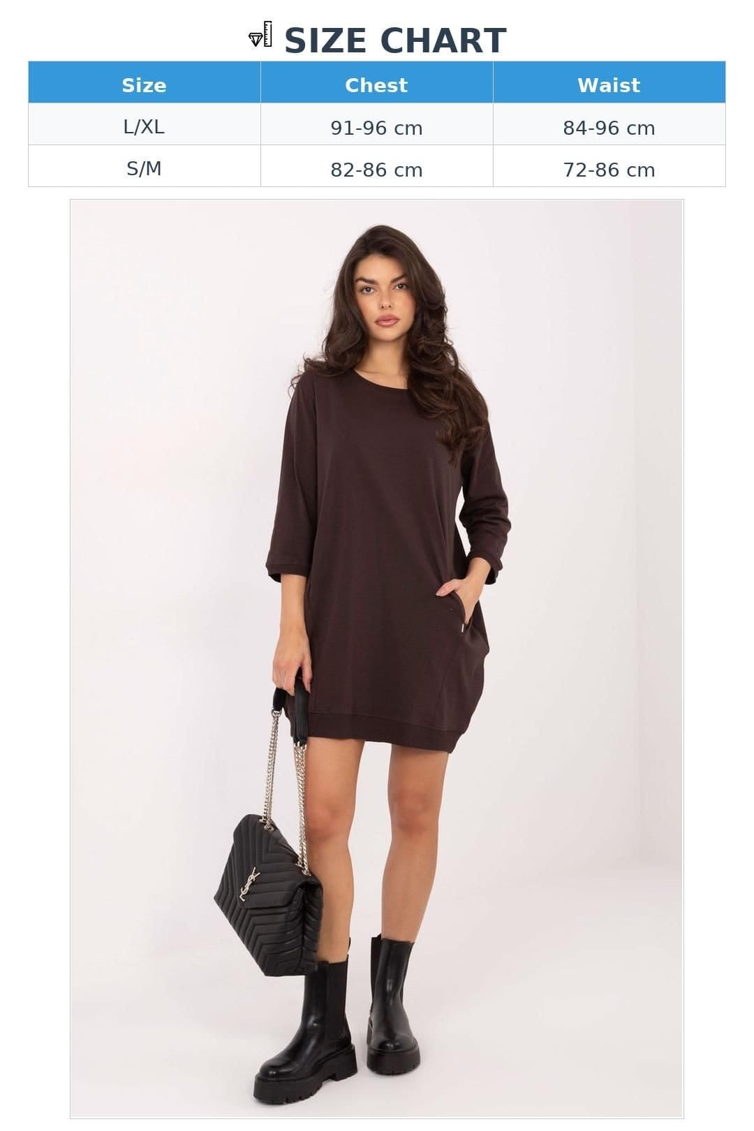 Love Lace Love Lace Women's Casual Cotton Sweatshirt Dress with Pockets in Brown - 4