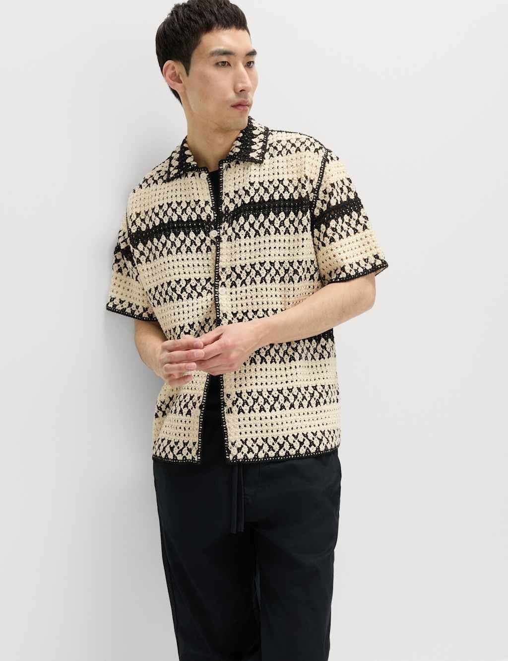 Marks & Spencer M&S Regular Fit Knitted Polo Shirt Black Mix