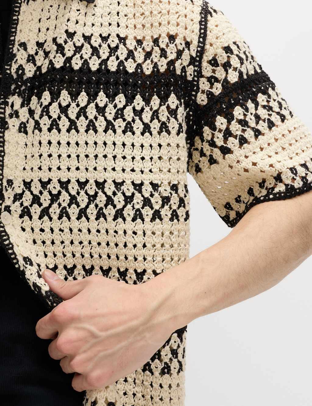 Marks & Spencer M&S Regular Fit Knitted Polo Shirt Black Mix - 2