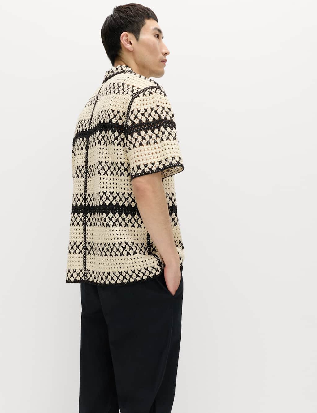 Marks & Spencer M&S Regular Fit Knitted Polo Shirt Black Mix - 3