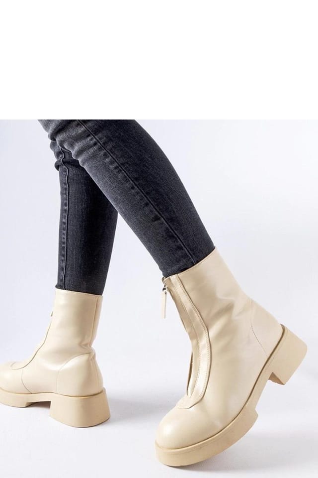 Love Lace Love Lace Women's Insulated Ankle Boots with Side Zipper Flat Heel Round Toe in Beige - 3