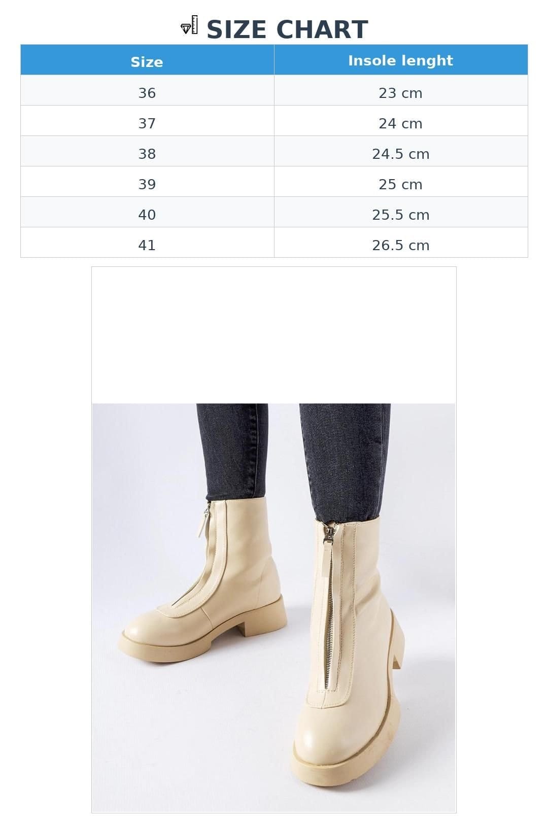 Love Lace Love Lace Women's Insulated Ankle Boots with Side Zipper Flat Heel Round Toe in Beige - 4