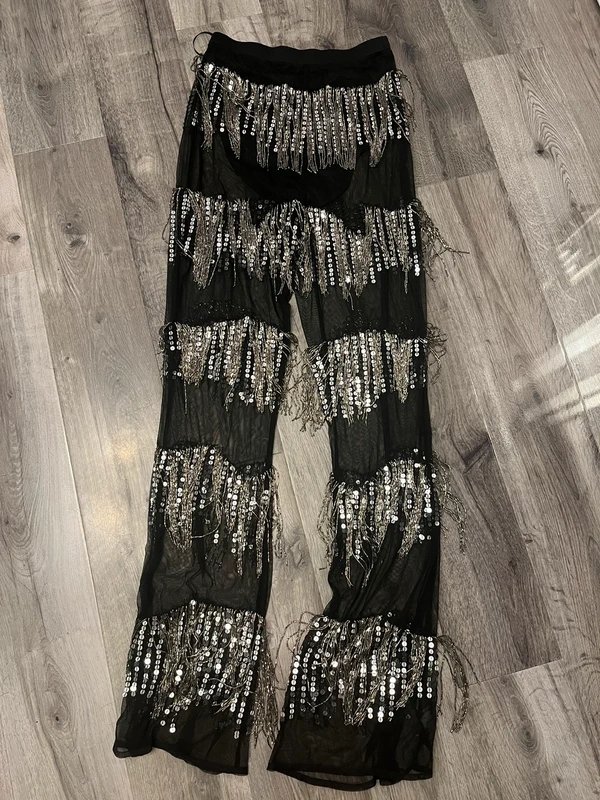 ASOS ASOS embellished sequins sheer festival trousers 10 - 1