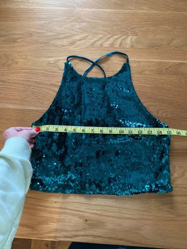 Bershka Stunning jade sequined crop top