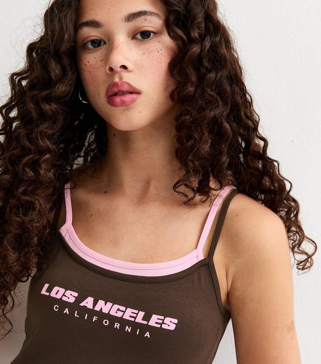 New Look Girls' Brown 2 In 1 Los Angeles Vest Top New Look - 3